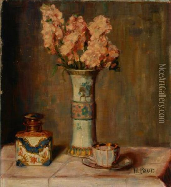 The Chinese Vase Of Flowers Oil Painting - Heinrich Baur