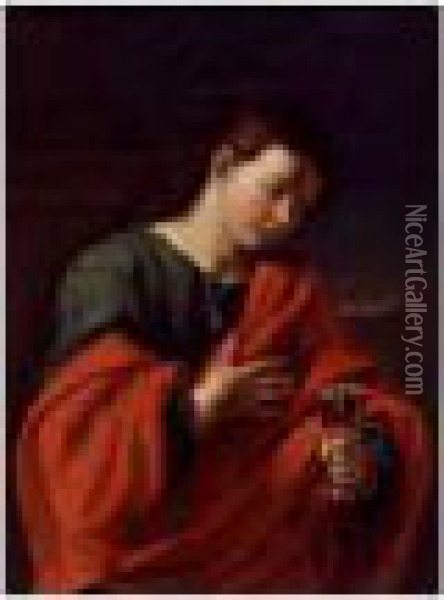 Saint John The Evangelist Oil Painting - Simone Cantarini Il Pesarese