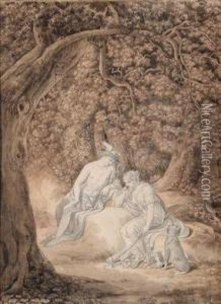 Hermes Und Artemis Oil Painting - Johann August Ii Nahl