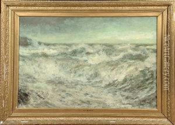 Waves Breaking On A Beach Oil Painting - John Falconar Slater