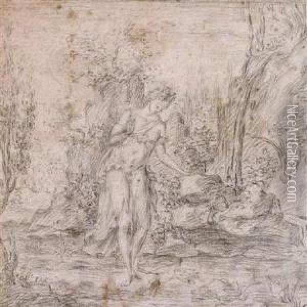 Paar Mythologischeszenen Oil Painting - Giulio Cesare Procaccini