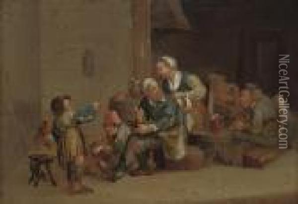 Peasants In A Kitchen Interior Oil Painting - Cornelis (Pietersz.) Bega