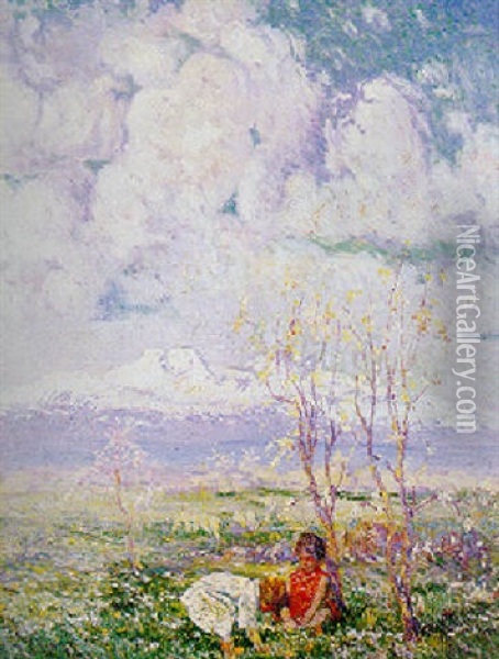 The Mount Aragatz In Springtime Oil Painting - Sarkis Katchadourian