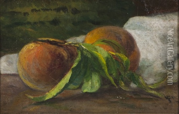 Still-life With Peaches Oil Painting - Luciano Freire