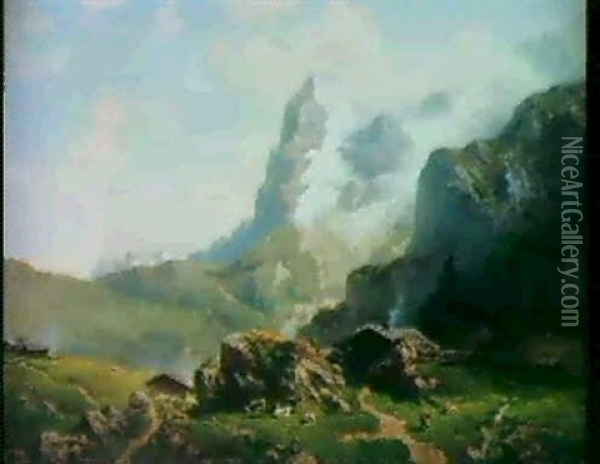 Blick Auf Das Wetterhorn Oil Painting - Joseph Nikolaus Butler