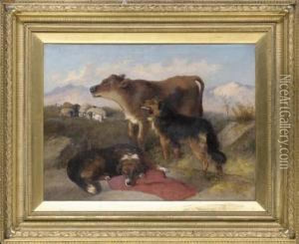 Guarding The Flock Oil Painting - George W. Horlor