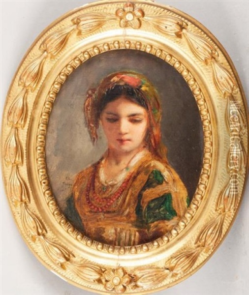 Jeune Marocaine Aux Bijoux Oil Painting - Charles Zacharie Landelle