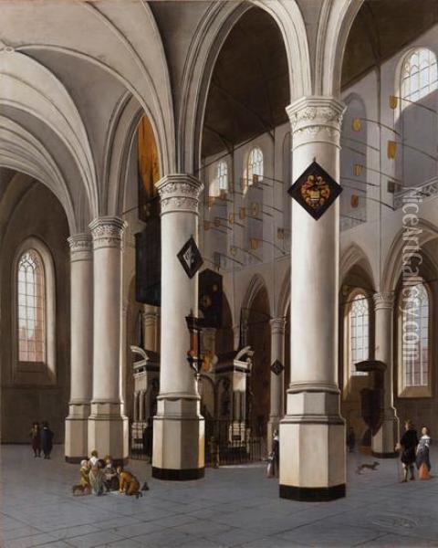 Interno Della Nieuwe Kerk Di Delft Con La Tomba Di Guglielmo D'orange Oil Painting - Hendrick Van Vliet