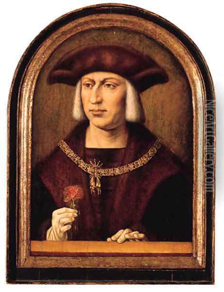 Portrait of Emperor Maximilian I von Habsburg (1459-1519) Oil Painting - Master Of Frankfurt