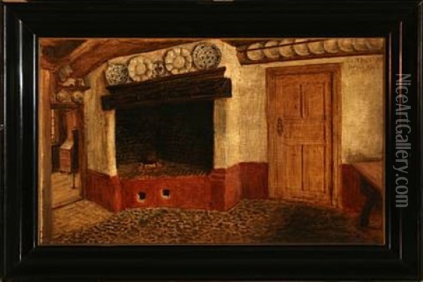 Kitchen Interior From Deetzbull In Schleswig Oil Painting - Carl Ludwig Jessen