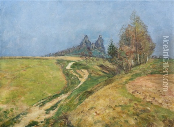 Spring Beneath Trosky Oil Painting - Frantisek Kavan