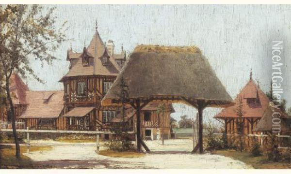 La Maison De La Baronne De Rothschild En Normandie Oil Painting - Francis Tattegrain