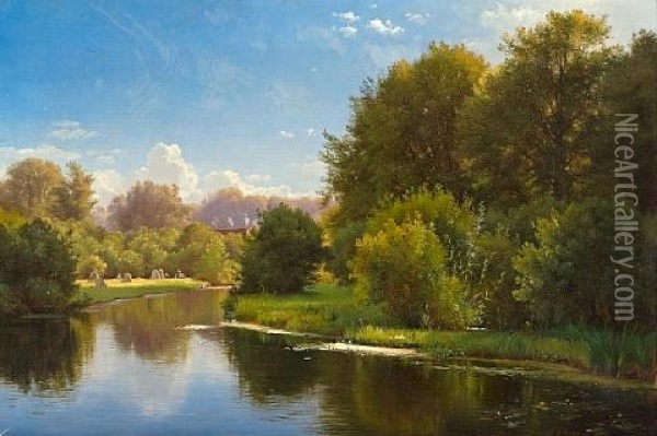 Landscape With A Stream Oil Painting - Carl Frederik Peder Aagaard