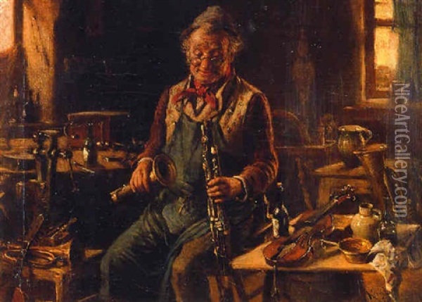 Musician's Workshop Oil Painting - Hermann Kern