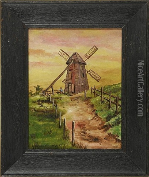 Old Windmill Nantucket Is. Oil Painting - James Walter Folger