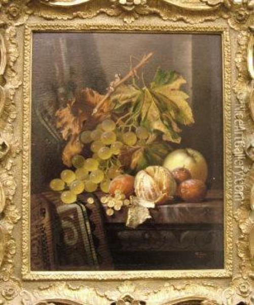 Still Life Of An Orange Oil Painting - Henry George Barwell