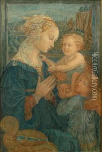 Madonna With Child And Angels Oil Painting - Filippo Lippi