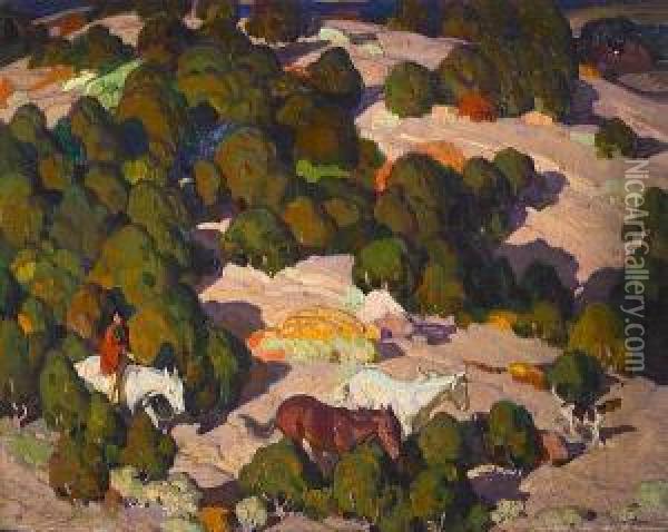 Composition For 'sunset In The Foothills' Oil Painting - W. Herbert Dunton