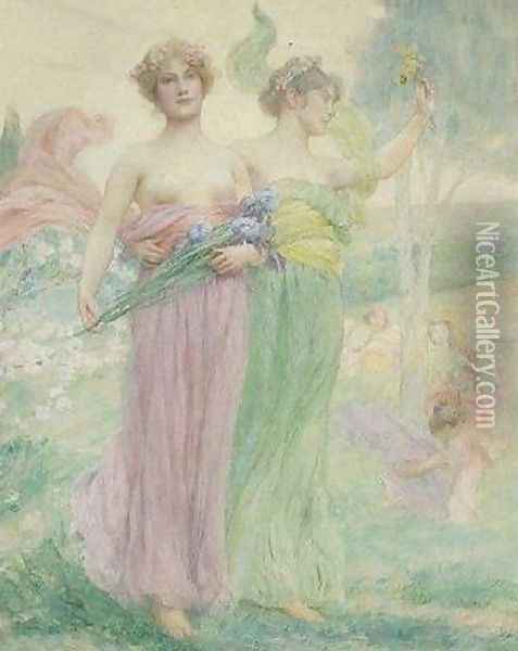 Florial Oil Painting - Henry Siddons Mowbray