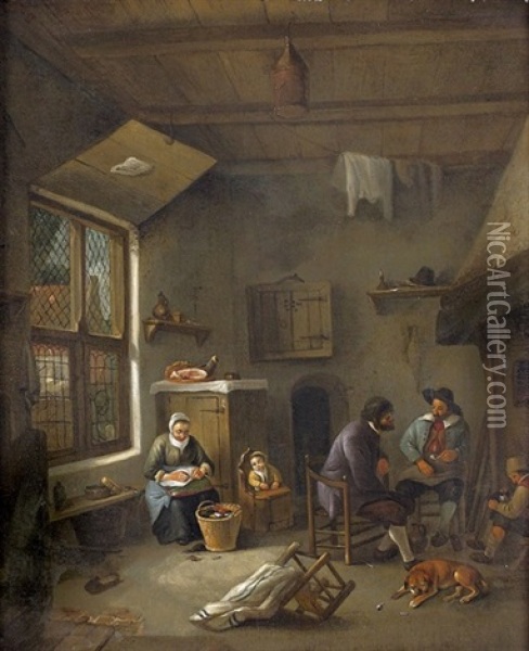 Interieur Mit Bauernfamilie Oil Painting - Adriaen Jansz van Ostade