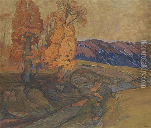 Grand Paysage De Saviese Oil Painting - Ernest Bieler