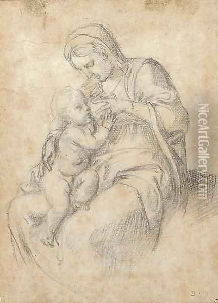 The Madonna suckling the infant Christ Oil Painting - Annibale Carracci