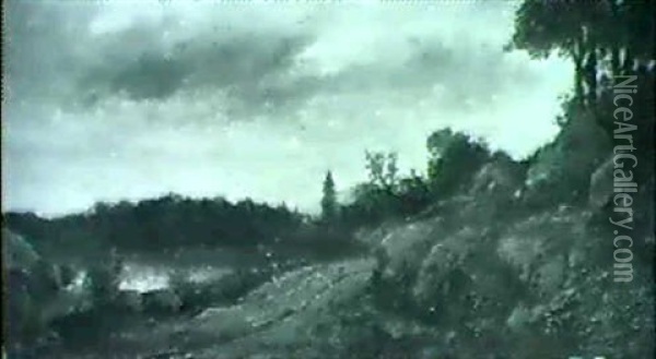 Flusslandschaft Unter Bewolktem Himmel Oil Painting - Charles Francois Daubigny