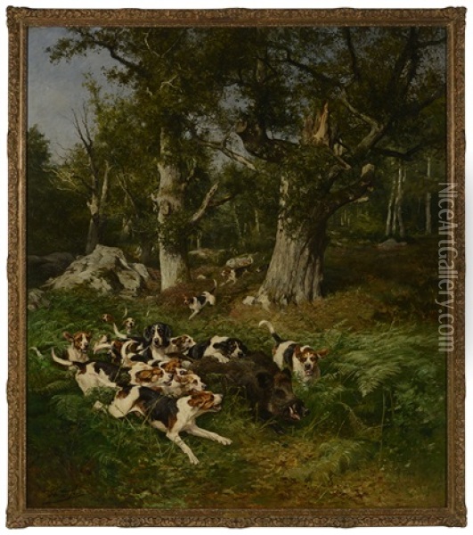 The Boar Hunt Oil Painting - Olivier de Penne