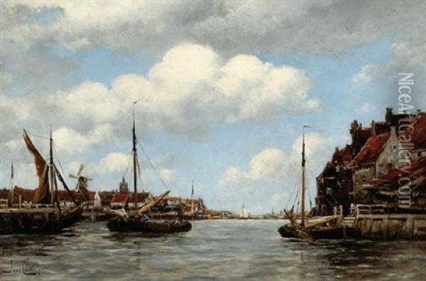 Harbour View Oil Painting - Hermanus Koekkoek the Younger