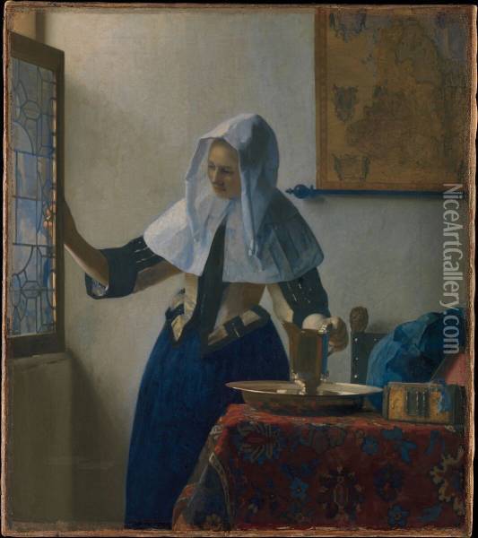 Woman with a Water Pitcher Oil Painting - Johannes Vermeer
