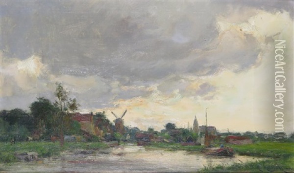 River Landscape Oil Painting - Edmund Aubrey Hunt