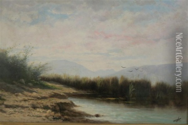 Paysage A L'etang Oil Painting - Horace-Antoine Fonville