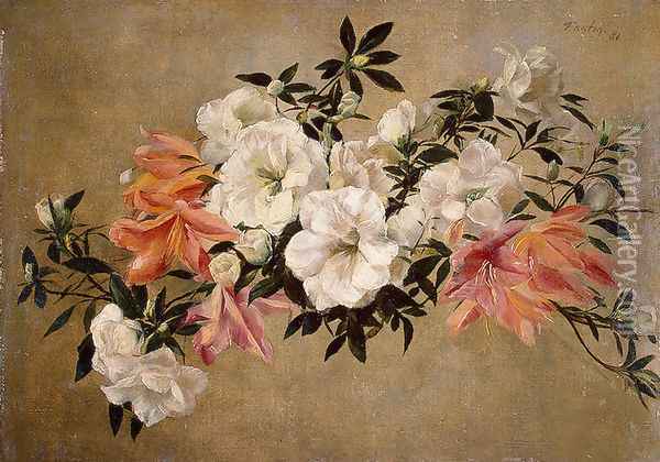 Petunias Oil Painting - Ignace Henri Jean Fantin-Latour