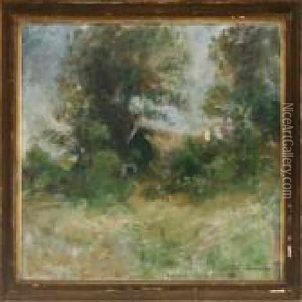 Landscape With Houseand Trees Oil Painting - Julius Paulsen