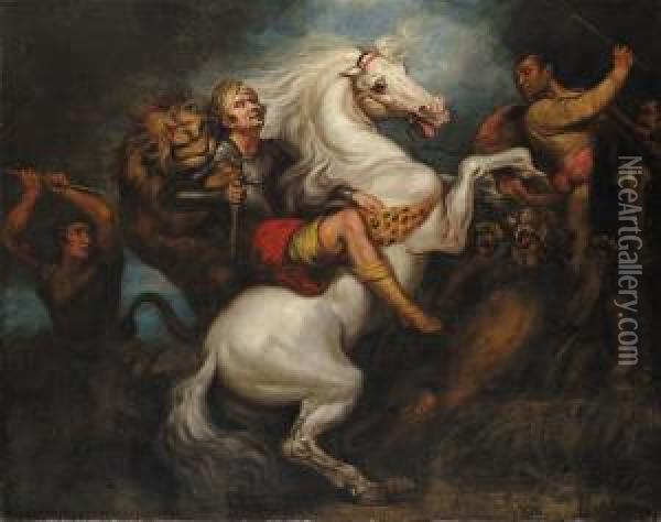 A Lion Hunt Oil Painting - James Northcote