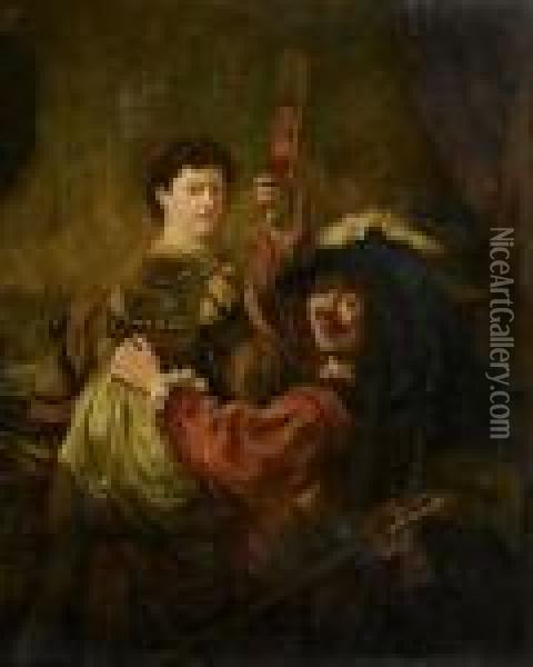 Selbstportrait Mit Seiner Frau. Oil Painting - Rembrandt Van Rijn