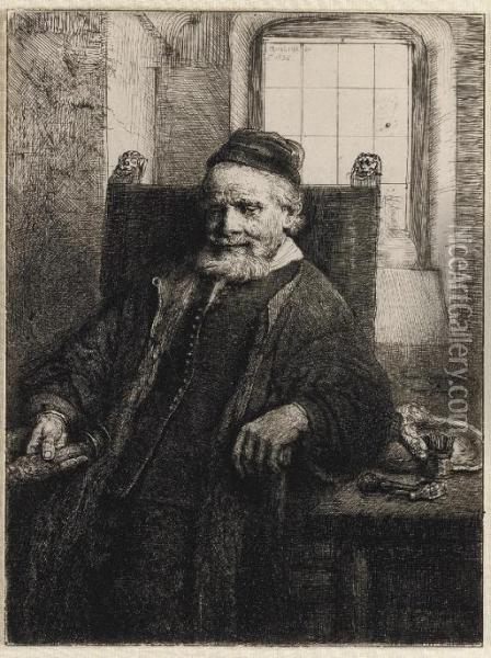 Jan Lutma, Goldsmith (b., Holl. 276; H. 290) Oil Painting - Rembrandt Van Rijn