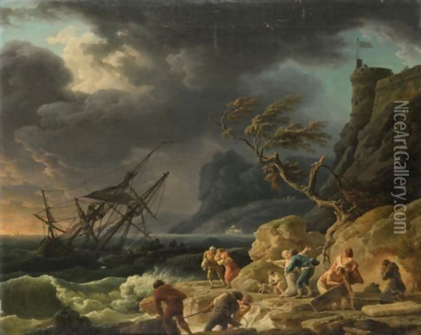 Le Naufrage Oil Painting - Claude-joseph Vernet