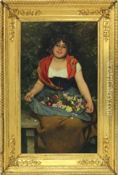 The Flower Seller Oil Painting - Gaetano Bellei