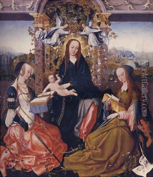 The Virgin And Child With Saint Catherine Of Alexandria And Saint Margaret Of Antioch Oil Painting - Gosvin (Goossen) van der Weyden