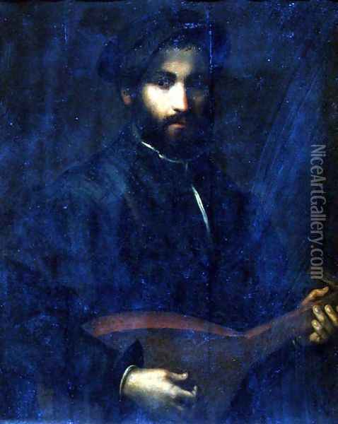 The Guitar Player Oil Painting - Giulio Campi