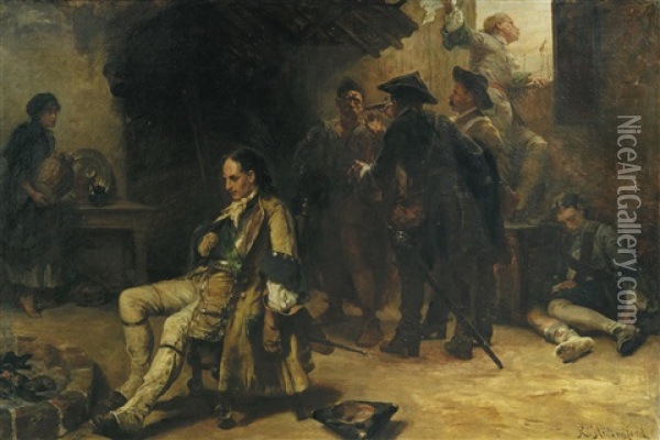 Charles X Of Sweden After The Battle Of Pultova Oil Painting - Robert Alexander Hillingford