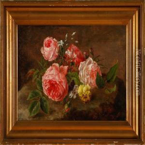 Roses And Heartseases Oil Painting - Anthonie, Anthonore Christensen