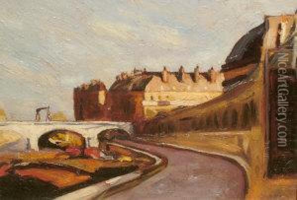 The River Seine At Rouen Oil Painting - Gaston Loir