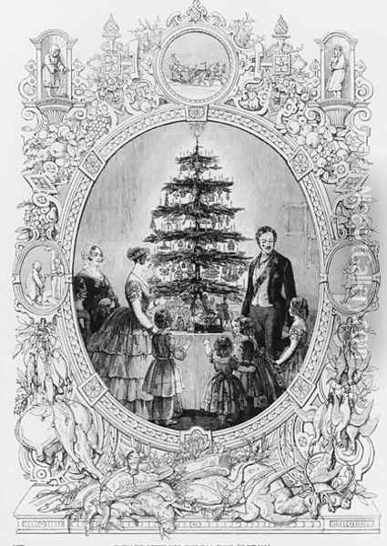 Christmas Tree at Windsor Castle, 1848 Oil Painting - J.L. Williams