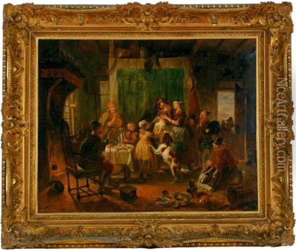 Le Retour Du Soldat Oil Painting - Jacobus Josephus Eeckhout