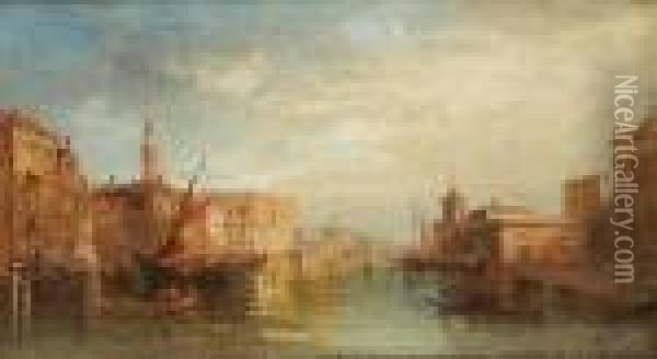 The Grand Canal With The Ducal Palace, Venice Oil Painting - Alfred Pollentine