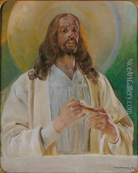Christ in Emmaus Oil Painting - Jacek Malczewski