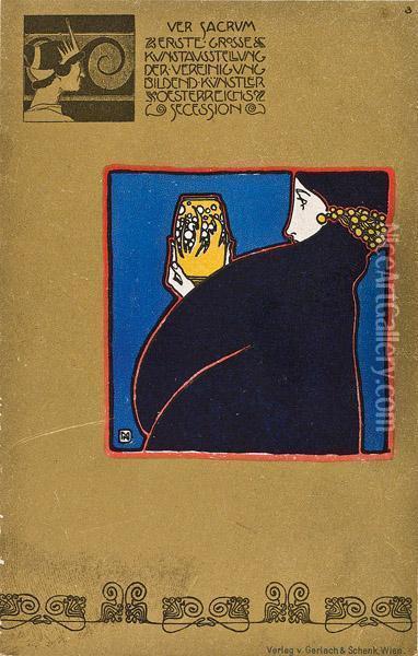 Postkarte Fur Die Erste Secessionsausstellung Oil Painting - Koloman, Kolo Moser