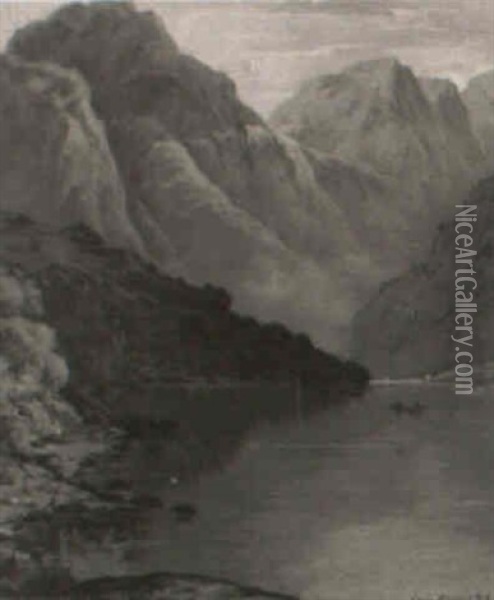 Mountain River Landscape Oil Painting - Louis Charles Moeller